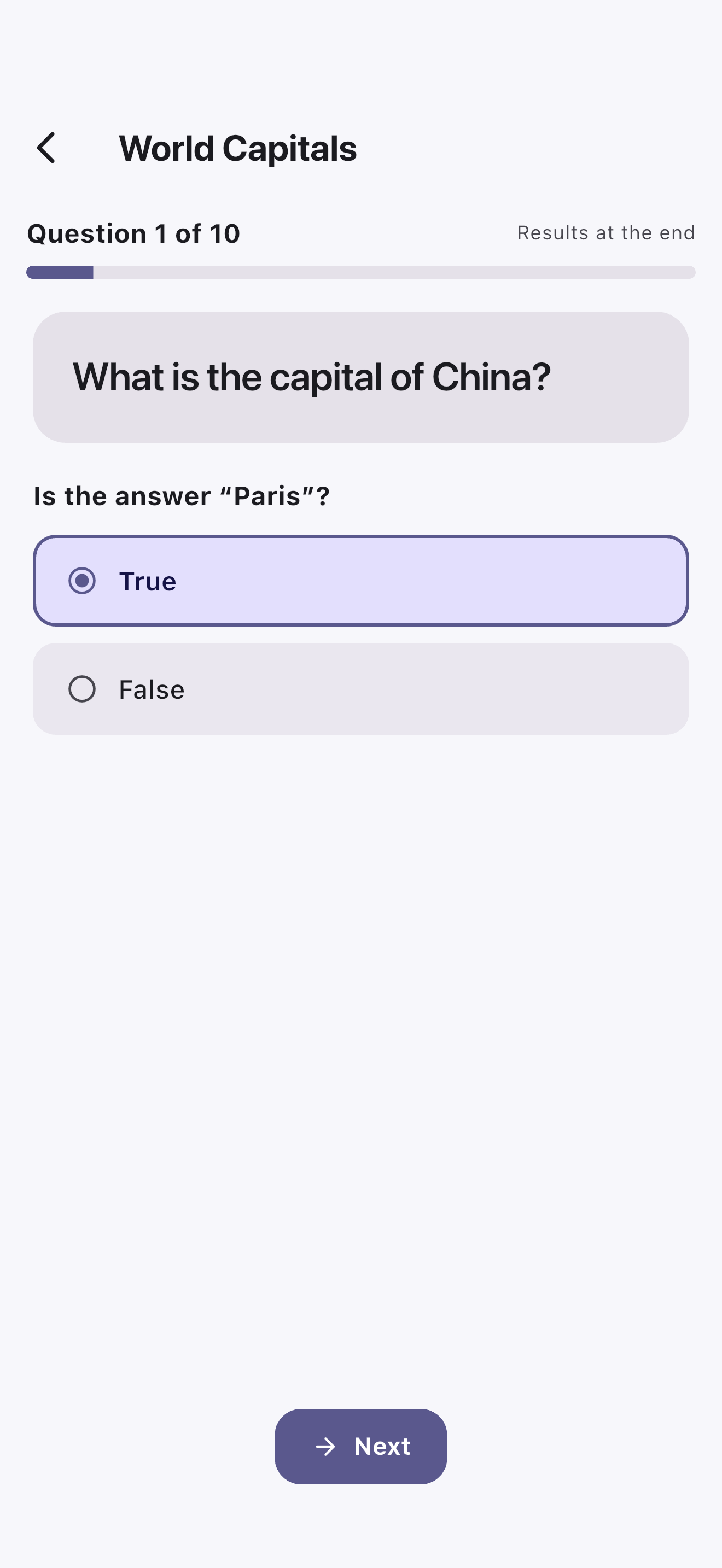 CardLoom practice test on question 1 of 10
