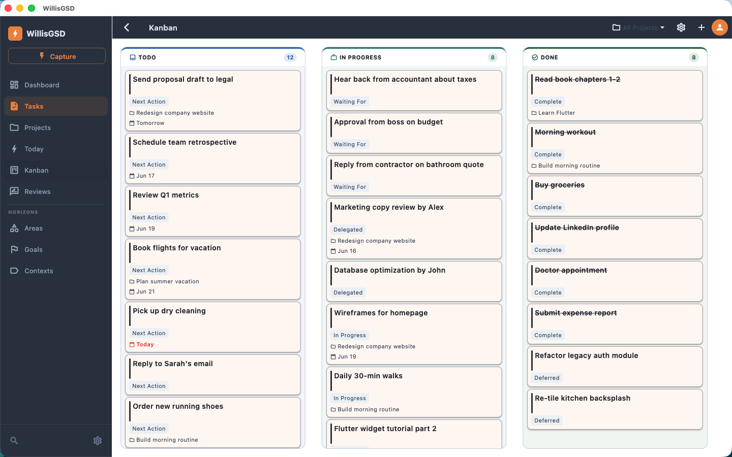 WillisGSD configurable drag-and-drop Kanban board